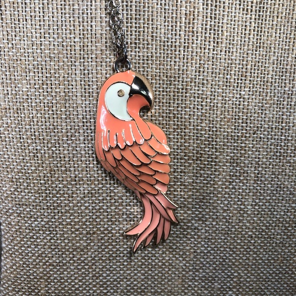 Parrot Necklace Peach & Gold Tone - Picture 2 of 7